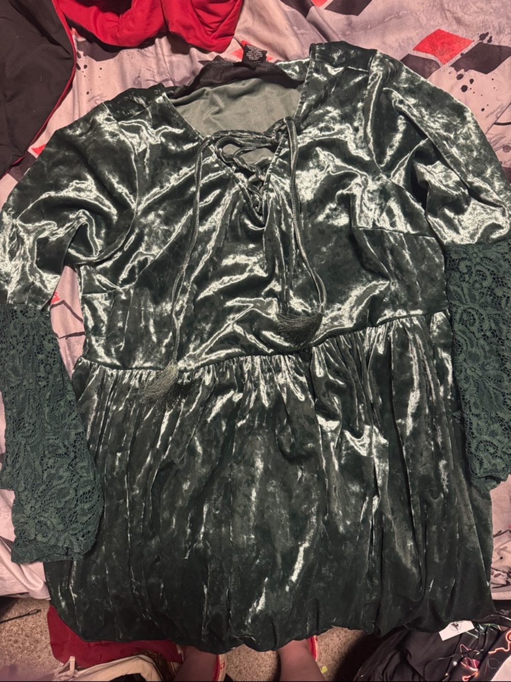 Disney Hocus Pocus Crushed Velvet Lattice Front Dress